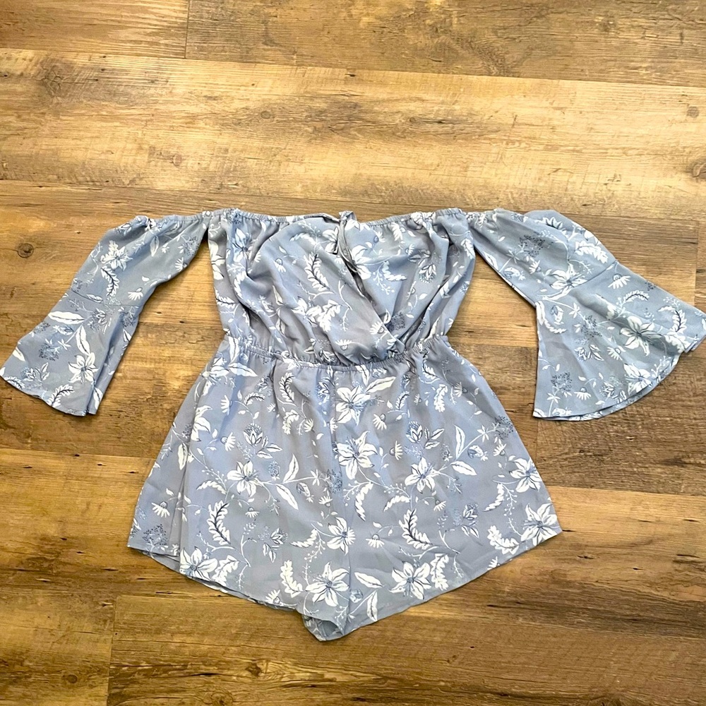 Floral off the shoulder romper